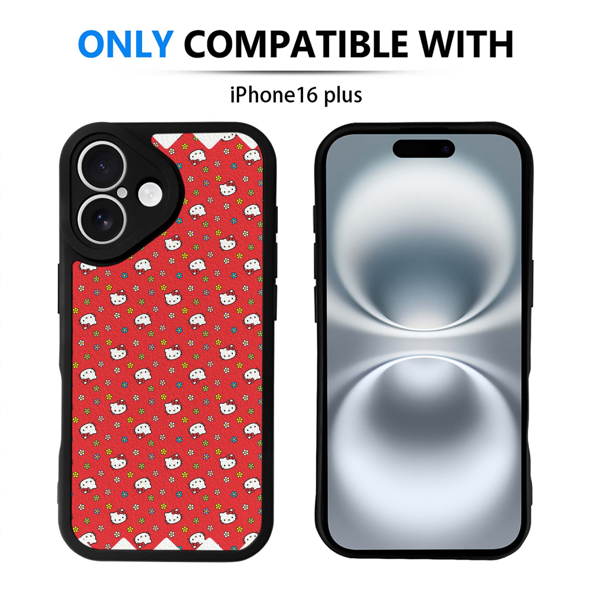 （画像用） Hello Kitty ハローキティ 【iPhone 16シリーズ対応】シリコンスマホケース（レザー調） 材質：シリコン